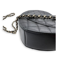 Heart Black Crossbody Bag in Lambskin, Gold hardware