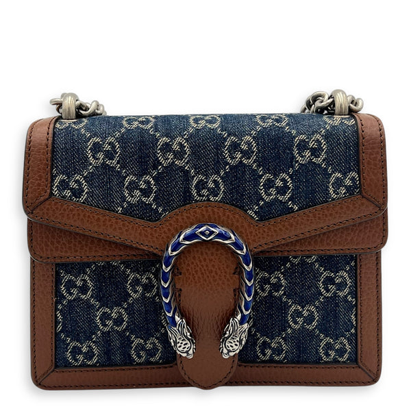 Dionysus Shoulder Bag Blue in Denim, Ruthenium hardware