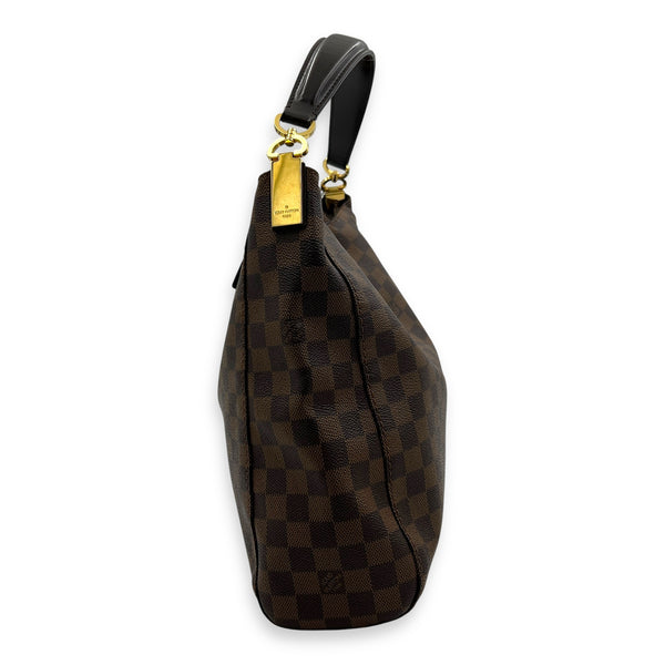 Portobello Shoulder Bag Brown in Coated Canvas, Gold hardware