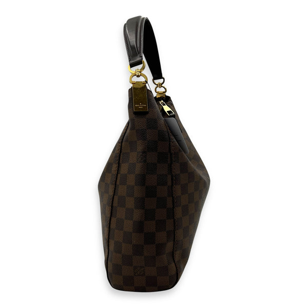 Portobello Shoulder Bag Brown in Coated Canvas, Gold hardware