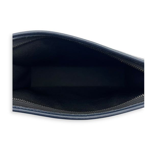 Gaston Wearable Wallet Crossbody Bag Blue in Calfskin, Silver hardware