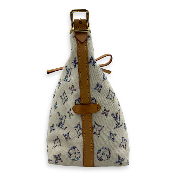 Carryall Shoulder Bag PM White in Canvas, Gold hardware