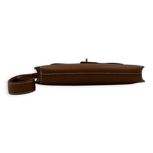 Kelly Brown Clutch in FAUBOURG BARENIA, Palladium hardware
