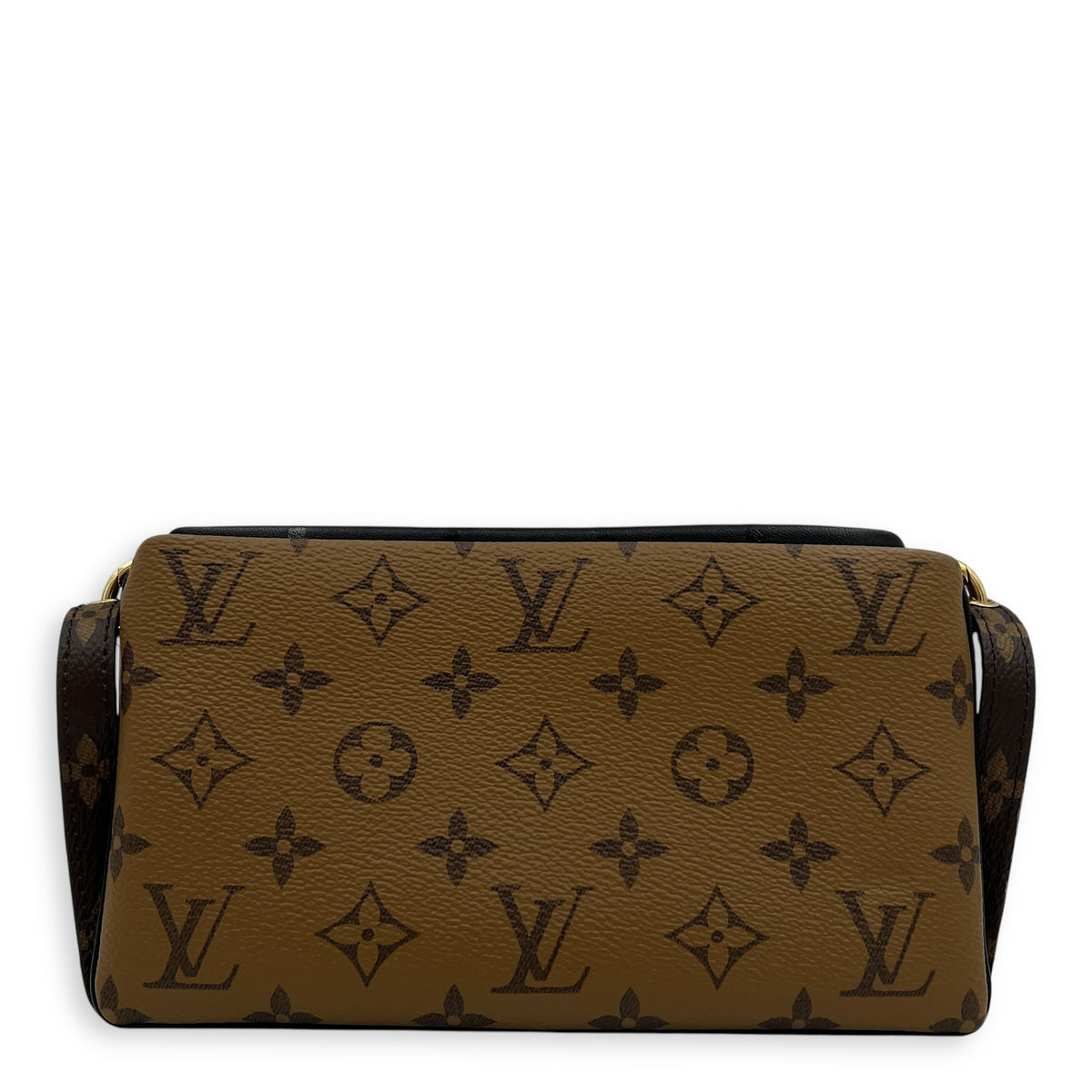 Pochette Shoulder Bag Brown in Coated Canvas, Gold hardware