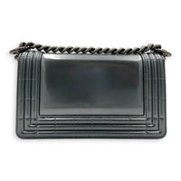 Boy Shoulder Bag Mini Silver in Patent Leather, Ruthenium hardware
