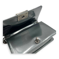 Boy Shoulder Bag Mini Silver in Patent Leather, Ruthenium hardware