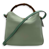 Bamboo Shoulder Bag Green in Calfskin, Gold hardware