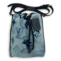 Sac Manin Shoulder Bag Blue in Canvas, Silver hardware