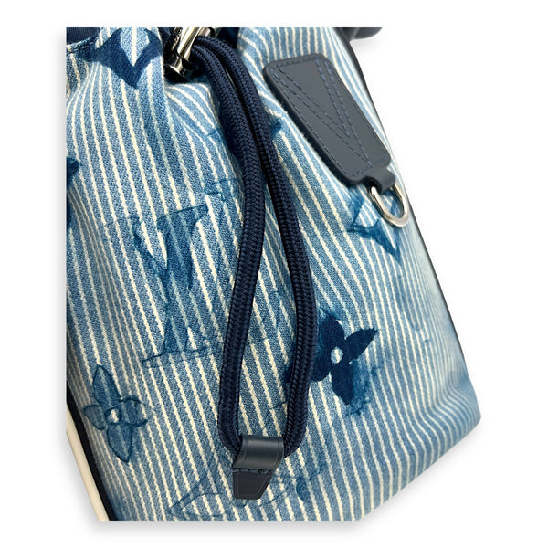 Sac Manin Shoulder Bag Blue in Canvas, Silver hardware