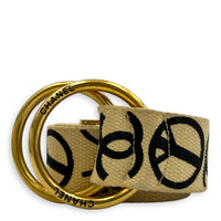 Rue Cambon Belt Beige in Canvas, Gold hardware
