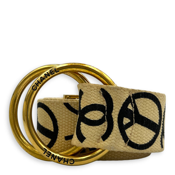 Rue Cambon Belt Beige in Canvas, Gold hardware