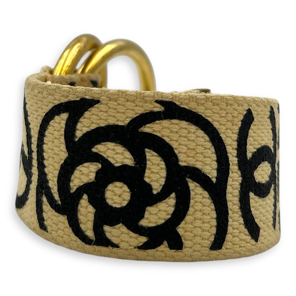 Rue Cambon Belt Beige in Canvas, Gold hardware