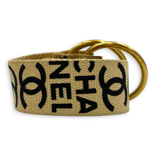 Rue Cambon Belt Beige in Canvas, Gold hardware