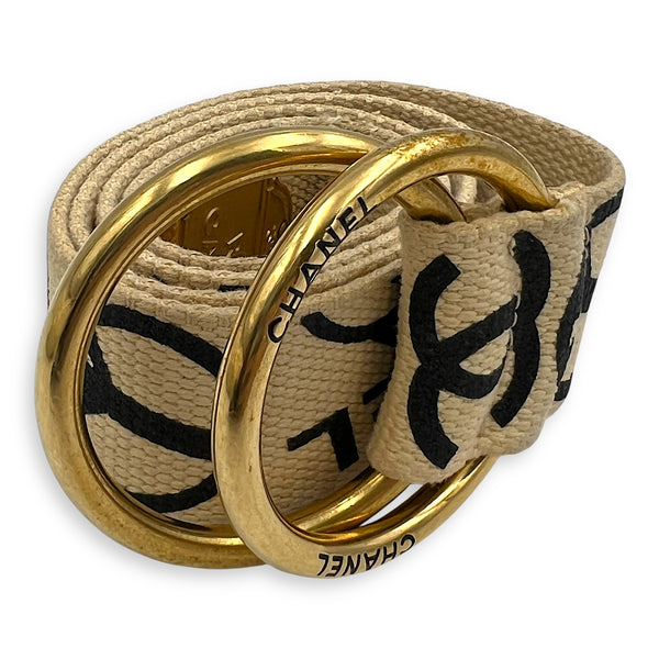 Rue Cambon Belt Beige in Canvas, Gold hardware