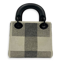 Lady Dior Top Handle Bag Mini White in Calfskin, MATTE BLACK hardware