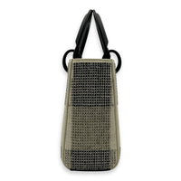 Lady Dior Top Handle Bag Mini White in Calfskin, MATTE BLACK hardware