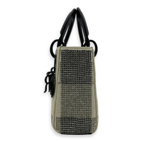 Lady Dior Top Handle Bag Mini White in Calfskin, MATTE BLACK hardware