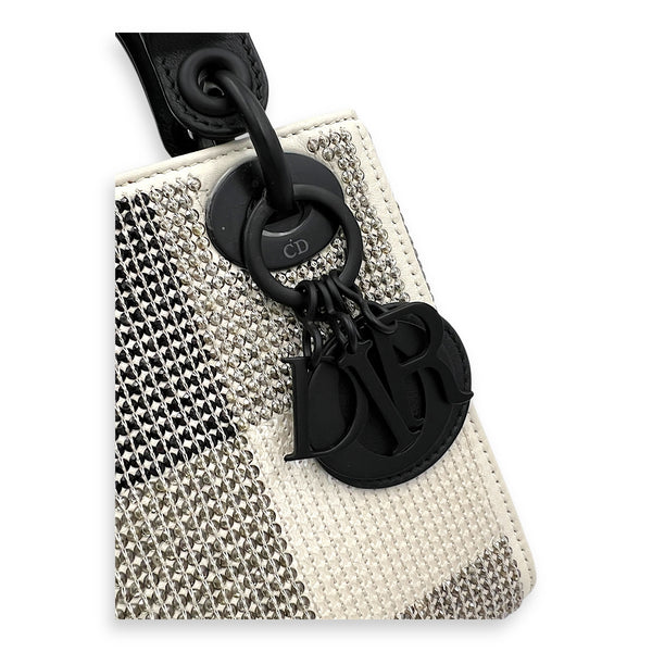 Lady Dior Top Handle Bag Mini White in Calfskin, MATTE BLACK hardware