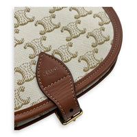 Folco Shoulder Bag White in Coated Canvas, Gold hardware