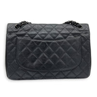 Classic Jumbo Black Shoulder Bag in Calfskin, Black hardware