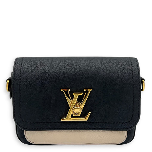 Lock Me Tender Shoulder Bag Black in Calfskin, Gold hardware
