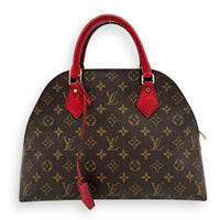Alma Top Handle Bag B'N'B Brown in Monogram Coated Canvas, Gold hardware