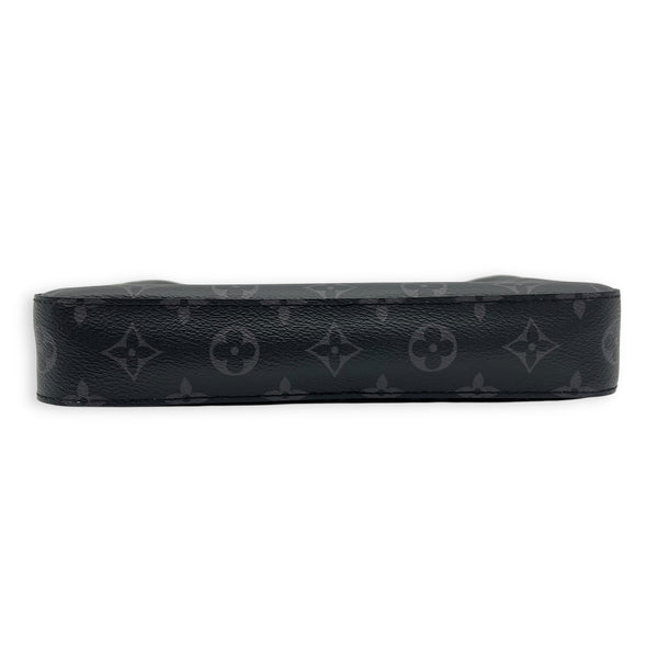Trio Messenger Black in Monogram Coated Canvas, Silver hardware