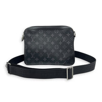 Trio Messenger Black in Monogram Coated Canvas, Silver hardware