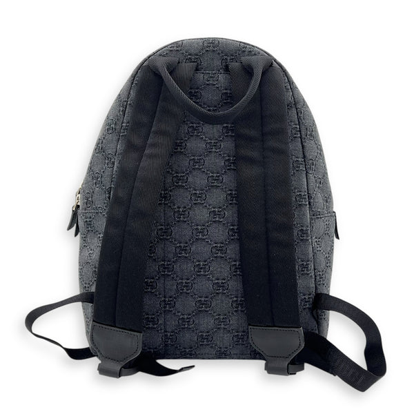 GG Backpack Black in Denim, Silver hardware