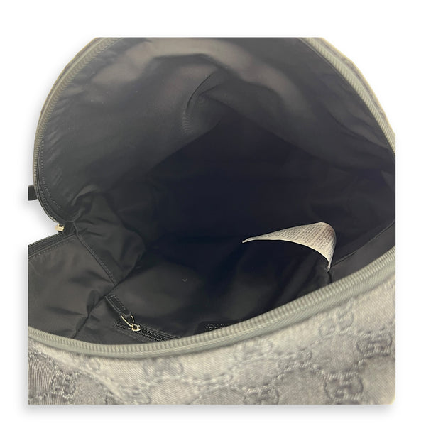 GG Backpack Black in Denim, Silver hardware