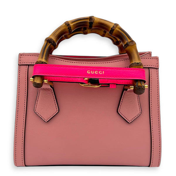 Diana Top Handle Bag Pink in Calfskin, Gold hardware