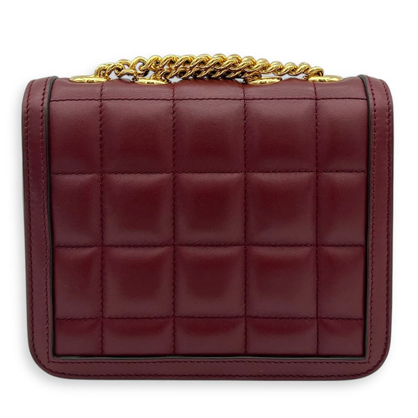 Interlocking GG Deco Shoulder Bag Red in Calfskin, Gold hardware
