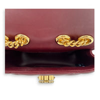Interlocking GG Deco Shoulder Bag Red in Calfskin, Gold hardware