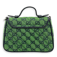 GG Marmont Top Handle Bag Green in Canvas, Silver hardware
