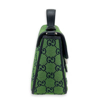 GG Marmont Top Handle Bag Green in Canvas, Silver hardware