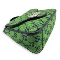 GG Marmont Top Handle Bag Green in Canvas, Silver hardware