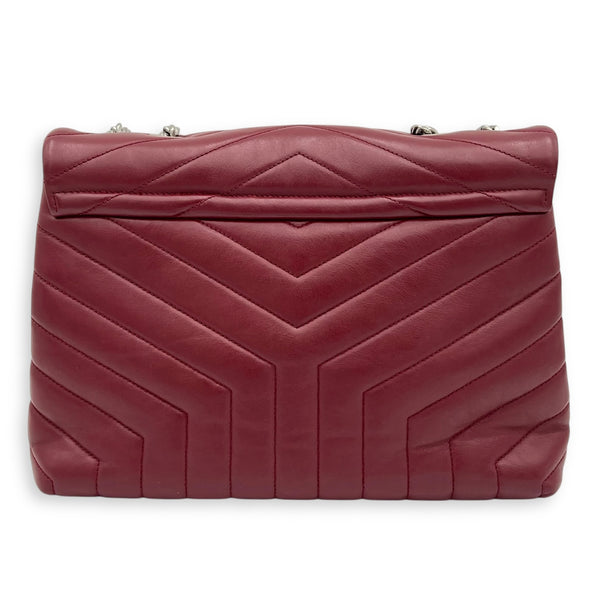 Loulou Shoulder Bag Red in Calfskin, Silver hardware