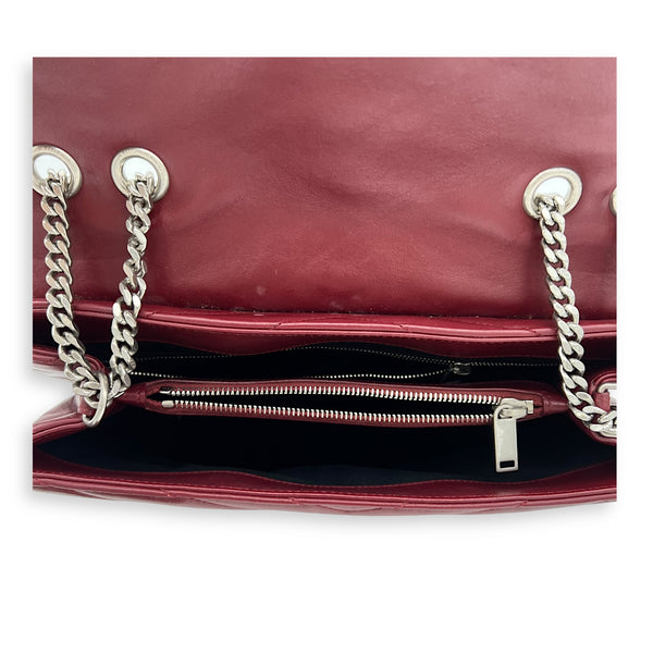 Loulou Shoulder Bag Red in Calfskin, Silver hardware