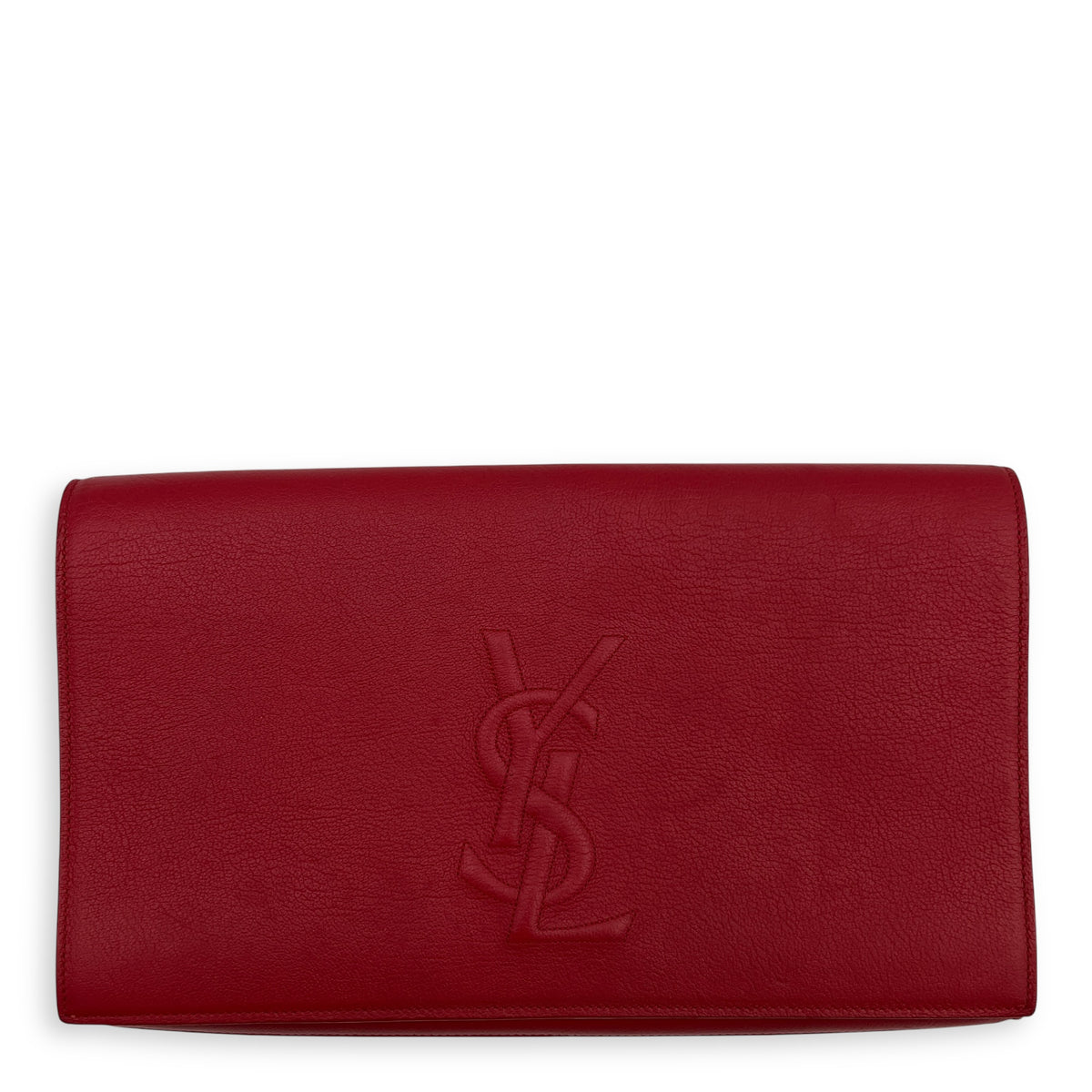 YSL Red Clutch in Calfskin, Gold hardware