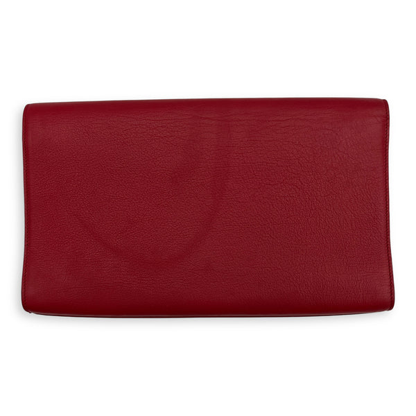YSL Red Clutch in Calfskin, Gold hardware