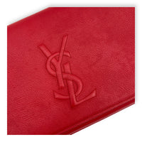 YSL Red Clutch in Calfskin, Gold hardware