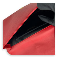 YSL Red Clutch in Calfskin, Gold hardware