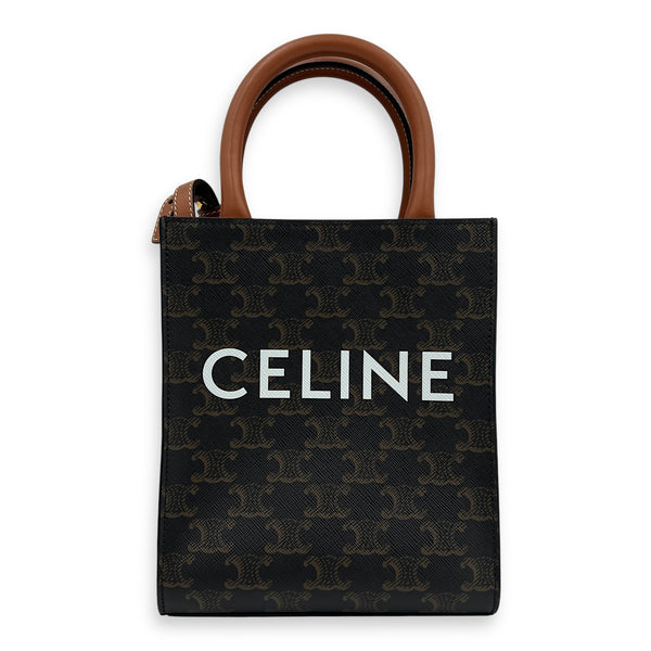 Cabas Brown Tote Bag in Calfskin, Gold hardware