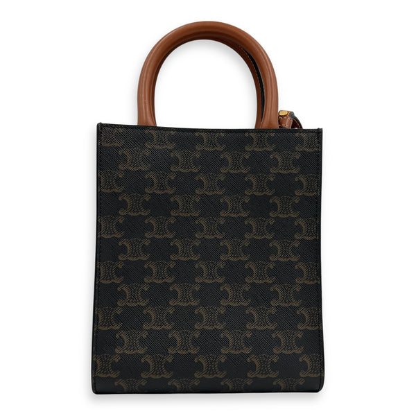 Cabas Brown Tote Bag in Calfskin, Gold hardware