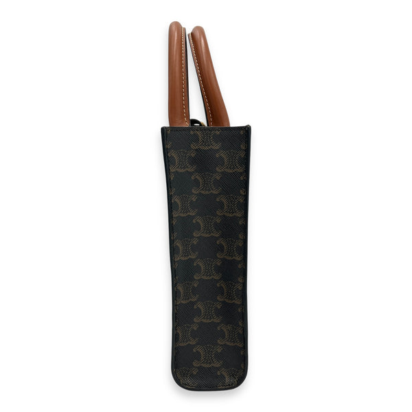 Cabas Brown Tote Bag in Calfskin, Gold hardware
