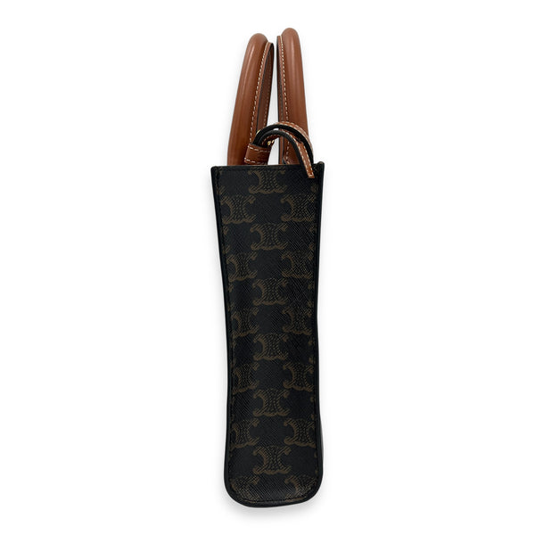 Cabas Brown Tote Bag in Calfskin, Gold hardware
