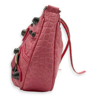 Le Cagole Shoulder Bag Mini Pink in Calfskin, Silver hardware