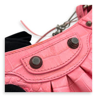 Le Cagole Shoulder Bag Mini Pink in Calfskin, Silver hardware