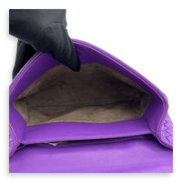 Intrecciato Shoulder Bag Purple in Calfskin, Ruthenium hardware