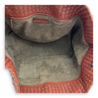 Intrecciato Tote Bag Red in Calfskin, Ruthenium hardware